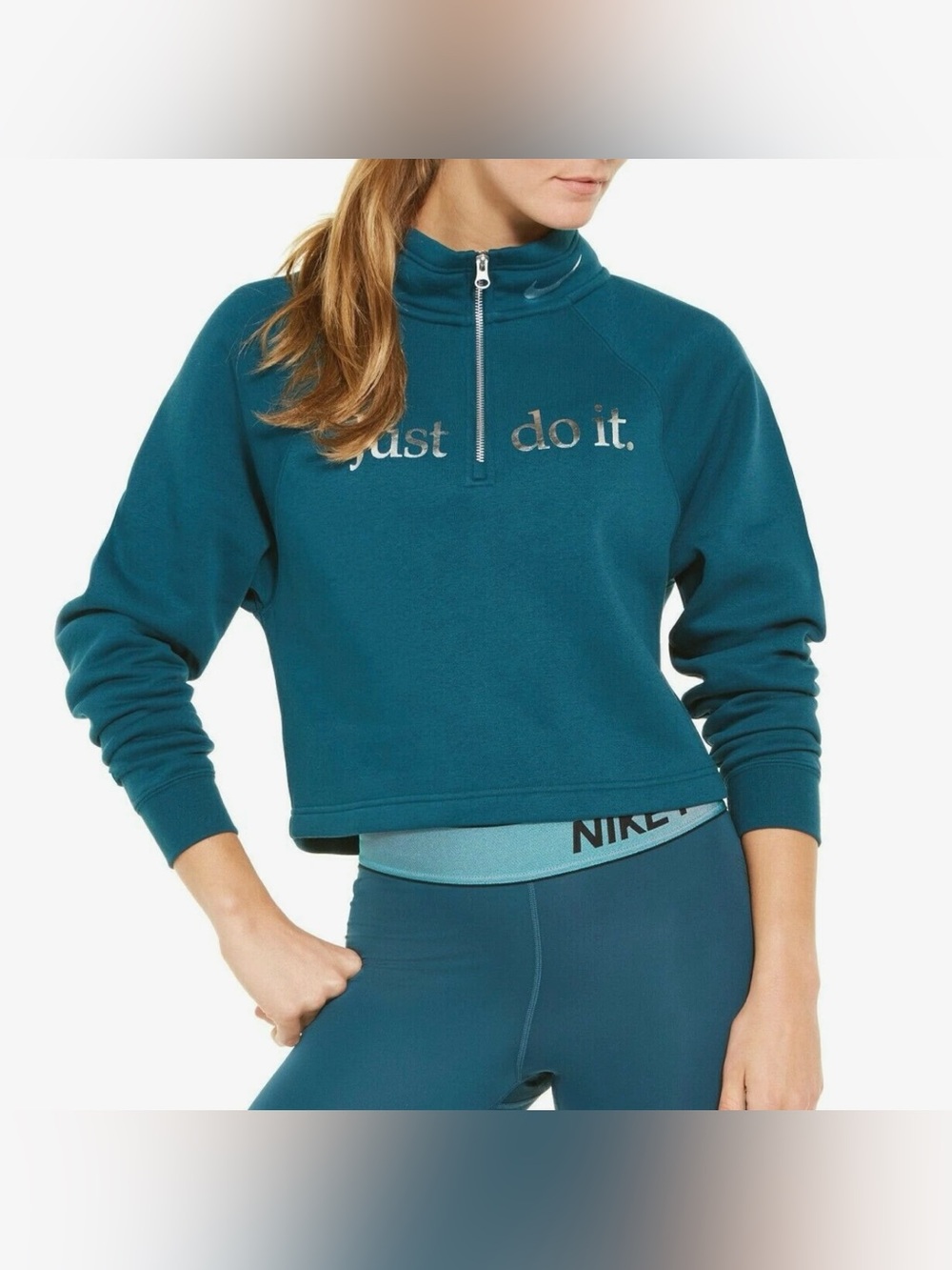 Nike Women's Funnel Neck ½ Zip Pullover Teal Top XXL
